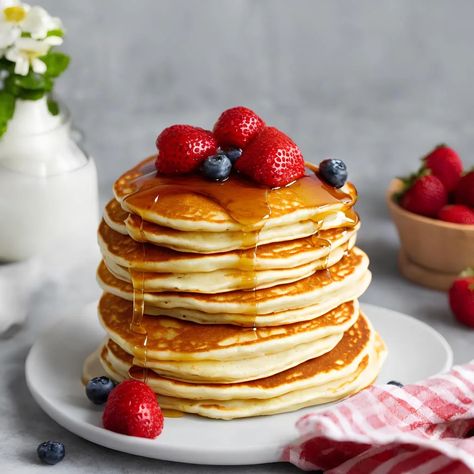 This quick American pancake recipe yields a light and fluffy pancakes ideal for a weekend brunch or a quick breakfast. Make these pancakes in no time for a quick dessert or a decadent breakfast treat. Almost anything goes on top, from golden syrup to chocolate sauce to a handful of fresh berries and whipped cream. […] The post American Pancakes appeared first on Scrumptiously. Banana Oat Pancakes, Low Carb Pancakes, Pancakes From Scratch, American Pancakes, Oat Pancakes, Tasty Pancakes, Homemade Pancakes, Breakfast Pancakes, Pancakes And Waffles