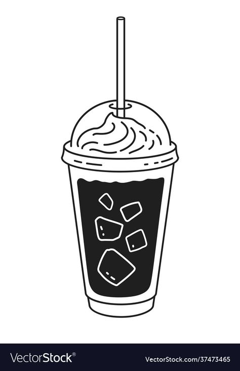 Iced Coffee Sketch, Iced Coffee Doodle, Cold Coffee Illustration, Iced Coffee Graphic, Coffee Silhouette, Coffee Vector Art, Coffee Vector Illustration, Minimalistic Line Art, Coffee Meeting