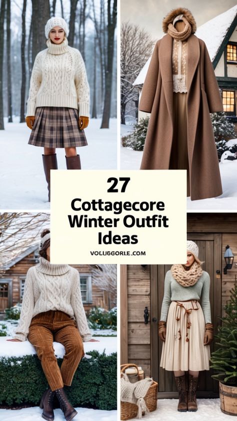 Embrace the cozy charm of winter with these 27 Cottagecore outfit ideas! From flowing skirts and layered knits to warm accessories and rustic tones, each look captures the essence of cottage life. Perfect for chilly days spent by the fire or scenic walks in nature. Discover fashion that feels like a warm hug while staying stylish and warm. #Cottagecore #WinterFashion #CozyStyle #OutfitInspiration Hygge Aesthetic Outfit, Cottagecore Winter Outfits, Rap Concert Outfit Ideas, Cottagecore Outfit Ideas, Rap Concert Outfit, Walks In Nature, Winter Vacation Outfits, Cottagecore Winter, Cozy Winter Outfit