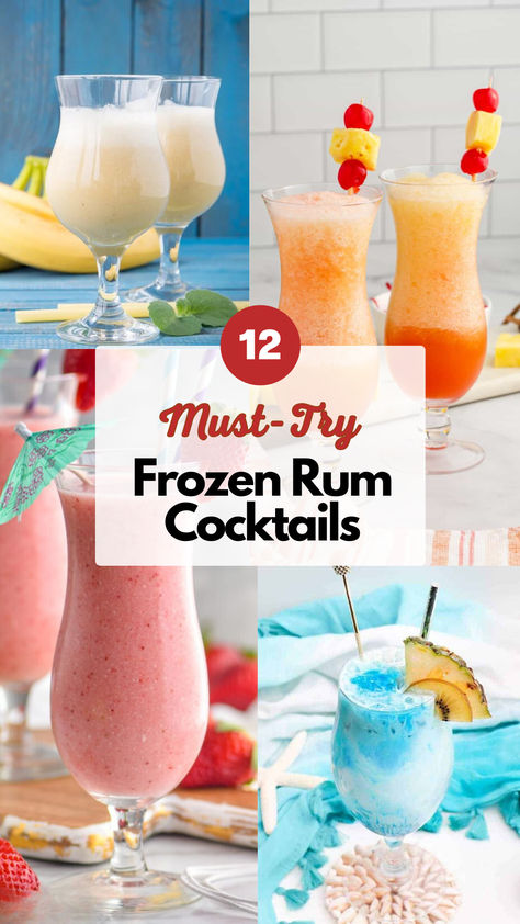 Frozen Rum Cocktails Frozen Drinks With Rum, Drinks Alcohol Recipes Frozen, Tropical Frozen Drinks Alcohol, Frozen Beach Drinks, Frozen Coconut Rum Drinks, Frozen Cocktails Rum, Malibu Rum Frozen Drinks, Malibu Frozen Drinks, Mixed Drinks Alcoholic Frozen