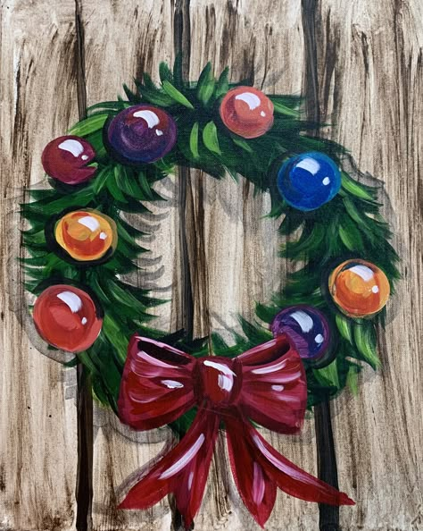 DIY Holiday Paintings, Christmas Painting Ideas, Paint Night Ideas, Winter Paintings, Paint Party Ideas, Christmas Canvas Art, Acrylic Art Projects, Christmas Paintings On Canvas, Sip And Paint