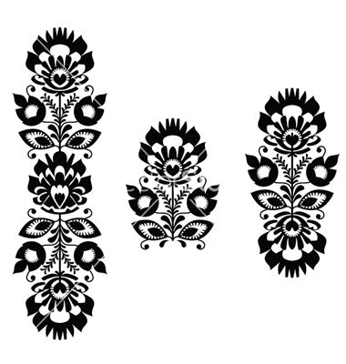 Monochrome polish folk traditional pattern stripes on VectorStock Folk Embroidery Patterns, Folk Tattoo, Polish Embroidery, Slavic Tattoo, Polish Tattoos, Pattern Tattoos, Modern Folk Embroidery, Polish Folk Art, Hungarian Embroidery