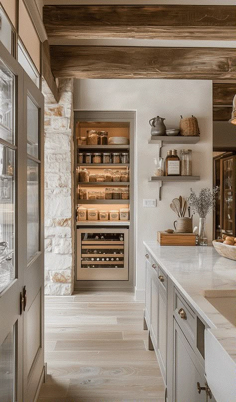 Cottage Pantry, Modern French Country Kitchen, Home Designs Exterior, Lower Cabinets, Modern French Country, French Country Kitchens, Country House Interior, Italian Riviera, Country Kitchens