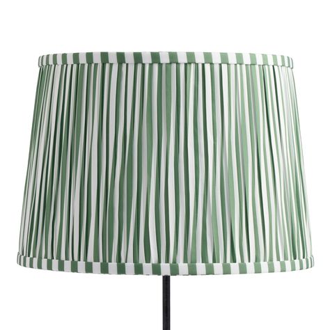 Green and White Cotton Offset Stripe Drum Table Lamp Shade - World Market Green Lampshade Bedroom, Patterned Lamp Shade, Cute Lamp Shades, World Market Table, Custom Lamp Shade, Pleated Lamp Shade, Colorful Lamp Shades, Pleated Lamp Shades, Bedroom 2023