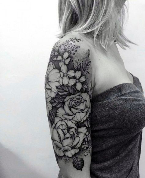 Tattoo Sleeve Filler, Tattoo Filler, Polynesian Tattoos, Tattoos For Women Half Sleeve, Floral Tattoo Sleeve, Tattoos Geometric, Back Of Shoulder Tattoo, Flower Sleeve, Original Tattoos