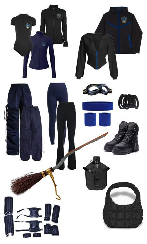 ravenclaw quidditch team Ravenclaw Outfit Uniform, Ravenclaw Robes Aesthetic, Hogwarts Legacy Ravenclaw Uniform, Triwizard Tournament Outfit, Quidditch Uniform Aesthetic, Harry Potter Outfit Ideas Ravenclaw, Quidditch Aesthetic Slytherin, Ravenclaw Cheerleader Outfit, Raven Claw Uniform