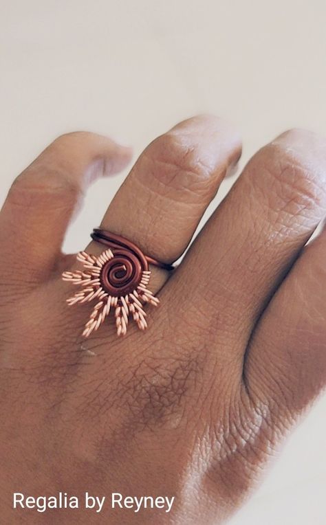 Sun Ring, Wire Wrapped Jewelry Tutorials, Sun Rise, Wire Weaving, Free Tutorial, Adjustable Ring, Jewelry Tutorials, Wire Wrapped Jewelry, Free Jewelry