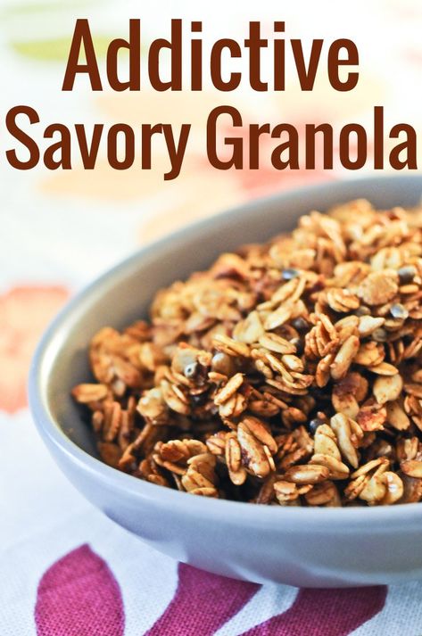 Granola Recipe Chocolate, Healthy Nuggets, Chocolate Granola Recipe, Granola Homemade, Savory Granola, Granola Oatmeal, Grains Recipes, Healthy Appetizer, Granola Recipe