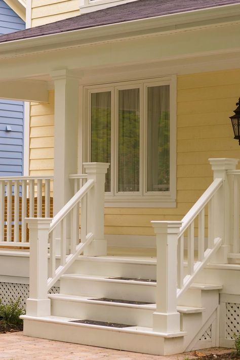 11 Great Wooden Front Step Ideas Front Step Ideas, Front Porch Stairs, Courtney Adamo, Step Ideas, Front Porch Railings, Front Porch Steps, Porch Stairs, Front Stairs, Wood Steps