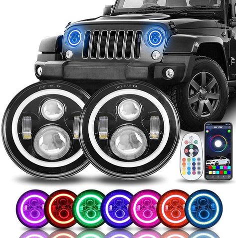 7" Halo LED Headlights for Wrangler Jeep Wrangler Mods, Wrangler Mods, Best Jeep Wrangler, Halo Angel, Best Jeep, 2017 Jeep Wrangler Unlimited, 2011 Jeep Wrangler, Wrangler Accessories, 2006 Jeep Wrangler