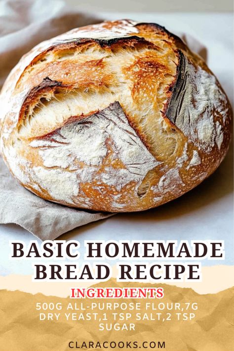 Basic Homemade Bread Recipe Foolproof Bread Recipe, Bread Recipe For Beginners, Homemade Sourdough Bread Recipes, Baking Bread At Home, Easy Recipes For Dinner, Easy Homemade Bread, Beginners Bread Recipe, Easy Sourdough Bread Recipe, Homemade Bread Recipe