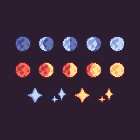 Pixel Art Shapes, Beginner Pixel Art, Pixel Color Palette, Solar System Pixel Art, Notion Pixel Art, How To Make Pixel Art, Pixel Art Tutorial Beginner, 16 Pixel Art, Astrology Pixel Art