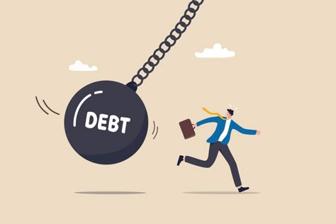 Debt problem, obligation or financial loan crisis, liability or credit failure, no money to pay for debt, mortgage default concept, business man run away from heavy wrecking ball with the word debt. False Accusations, Happy Gandhi Jayanti, Quitting Job, Bad Debt, Gandhi Jayanti, Credit Debt, Car Payment, Wrecking Ball, Debt Relief