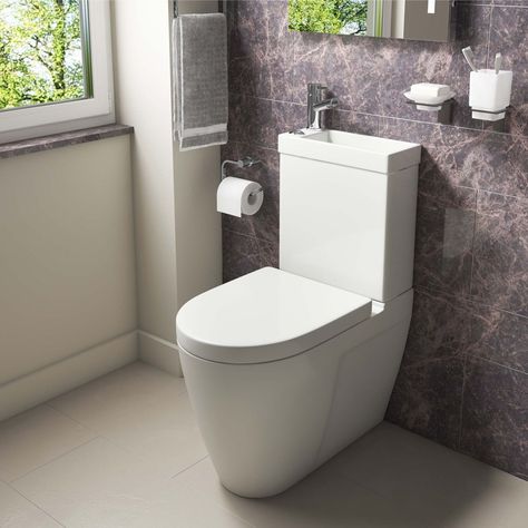 Kartell Mini Combo 2-In-1 Toilet and Basin Toilet Sink Combo, Sink Toilet Combo, Under Stairs Bathroom, Tiny Toilet, Space Saving Toilet, Small Downstairs Toilet, Cloakroom Toilet, Toilet Ideas, Japanese Toilet