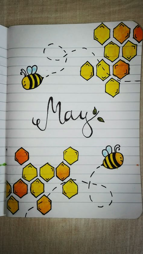 #bulletjournal #bujo #may # May Notebook Ideas, Bujo May Cover Page, March Journal Cover, May Calendar Ideas, May Doodles, May Journal Ideas, May Drawings, Bujo May, May Bujo