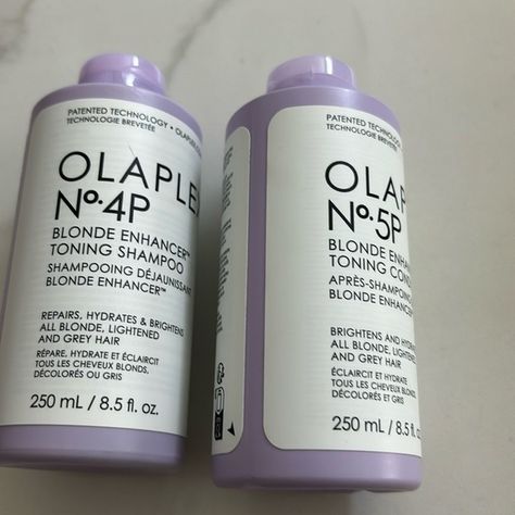 Olaplex No 4P + 5P Shampoo & Conditioner Blond Enhancer. 8.5 oz each. New Olaplex Shampoo, Shower Water, Toning Shampoo, Hair Color Purple, Clarifying Shampoo, Hair Color For Women, Yellow Tones, Silky Hair, Shampoo Conditioner