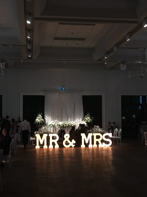 Wedding Big Letter Decor, Alpha Lit Letters Wedding, Mr And Mrs Light Up Letters Wedding, Love Light Up Letters Wedding, Light Signs Wedding, Mr Mrs Letters Wedding Ideas, Mr And Mrs Led Sign, Light Up Mr And Mrs Sign, Marquee Letters Wedding Dance Floor