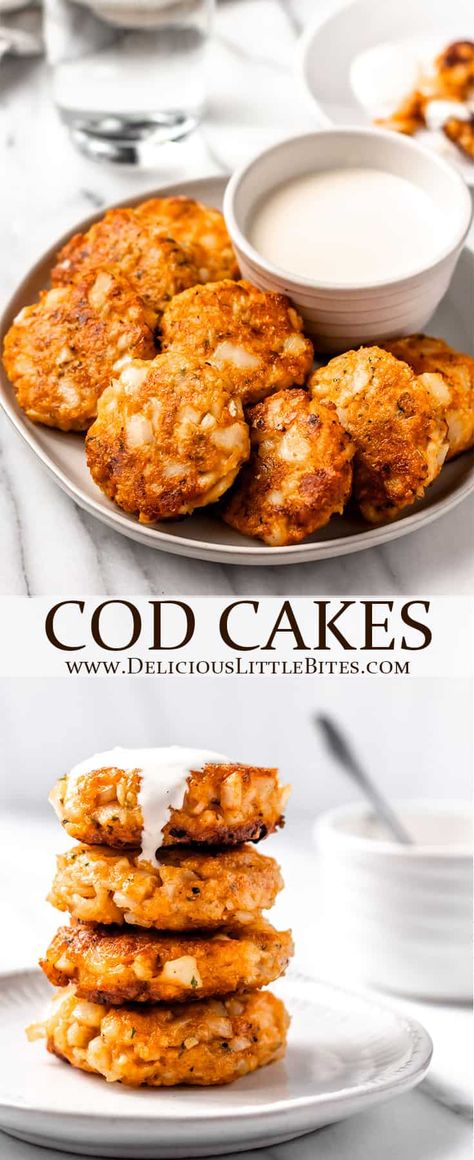 Cod Fish Recipes Baked, Cod Recipes Healthy, Cod Fish Cakes, Cakes With Lemon, Cod Cakes, Fish Patties, Fish Cakes Recipe, Cod Fish Recipes, Fried Cod