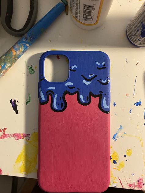 Painted my phone case Painting Covers Phone, Paint Cover Phone, What To Draw On Phone Cases, Paintings On Phone Cases, What To Draw On Your Phone Case, Phone Covers Drawing, Phn Case Painting, Painted Phone Case Diy Easy, Iphone Case Painting Ideas