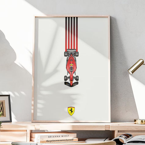 A perfect gift for any Formula 1 fan, this simple minimalistic Ferrari Formula 1 Team poster shows just how much of a true Formula 1 fan you are! Place it in your living room, bedroom, dorm, hallway, or all of the above to catch the attention of any guest.