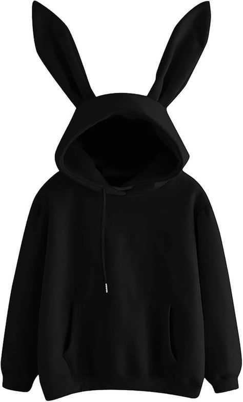 Rabbit Hoodie Cute Solid Hoodies with Ears Bunny Hoodie with Ears with Hood Bunny Ear Mens Hoodies Graphic Rabbit Ear Black at Amazon Women’s Clothing store Bunny Clothes Aesthetic, Bunny Hoodie With Ears, Bunny Hood, Hoodie Ears, Bunny Ear Hoodie, Rabbit Hoodie, Hoodie With Ears, Hoodies For Teens, How To Draw Ears