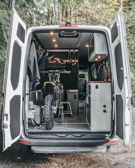 Bike Storage In Van, Zombie Survival Vehicle, Kitchen Galley, Apply For A Job, Cargo Trailer Conversion, Van Storage, Camper Reno, Vw Lt, Sprinter Camper