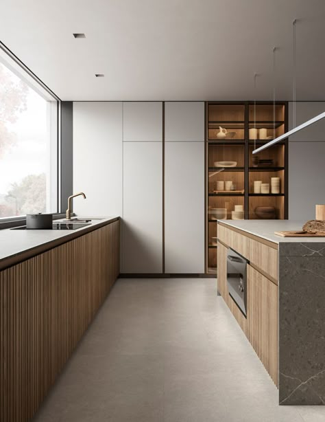 Thea Kitchen Collection | Arclinea Japandi Pantry, Kitchen Grey Wood, Wealthy House, Arclinea Kitchen, Leicht Kitchen, Linear Kitchen, Luxury Kitchen Designs, Kitchen Design Layout, Kitchens Luxury