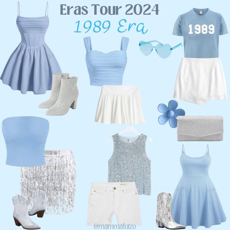 MammafulZo's Eras Tour Collection on LTK Thrifted Eras Tour Outfit, Taylor Swift Concert Outfit Inspo 1989, 1989 Concert Outfit Ideas, 1989 Taylor Swift Concert Outfit Ideas, 1989 Taylor Swift Aesthetic Outfit Ideas, Eras Tour Outfits Blue, What To Wear To A Taylor Swift Concert 1989, Blue Eras Tour Outfit, Taylor Swift Outfit Inspo Eras Tour