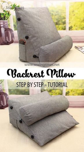 DIY Triangle Backrest Pillow | How to make a Reading Bedrest With Neck Roll Pillow [sewingtimes] Backrest Pillow On Bed, Fabric Art Diy, Bed Wedge Pillow, Neck Roll Pillow, Roll Pillow, Fabric Sewing Patterns, Reading Pillow, Mom Ideas, Sewing Pillows