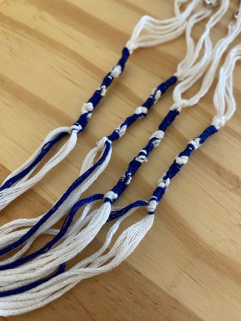 Paleo Hebrew, Torah, One Set, Cotton Thread, Blue And White, 10 Things, Unique Jewelry, Handmade Gift