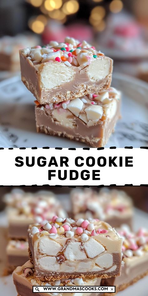 This Sugar Cookie Fudge is the perfect combination of creamy, sweet fudge and the classic flavors of sugar cookies. It’s an easy, festive treat that’s perfect for holiday gifting or Sugar Cookie Fudge Recipe, Cookie Fudge Recipe, Sugar Cookie Fudge, Cookie Fudge, Fantasy Fudge, Creamy Fudge, Holiday Sweets, Fudge Recipe, Festive Treats