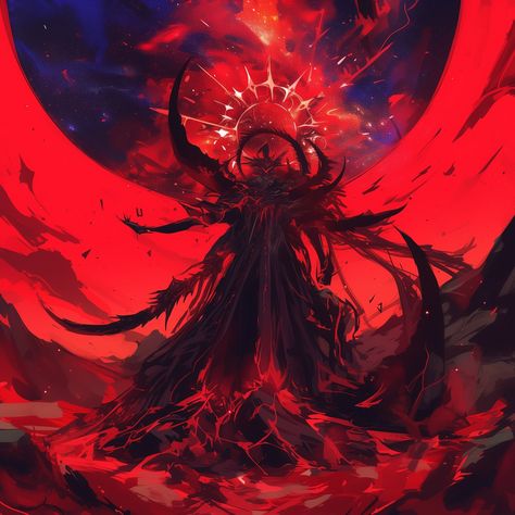 Eldrich Gods, Demon King Art, Demon Circle, Demon General, Void Demon Art, Cosmic Demon Art, Red Demon Character Design, Fire Demon Art, Blood Demon