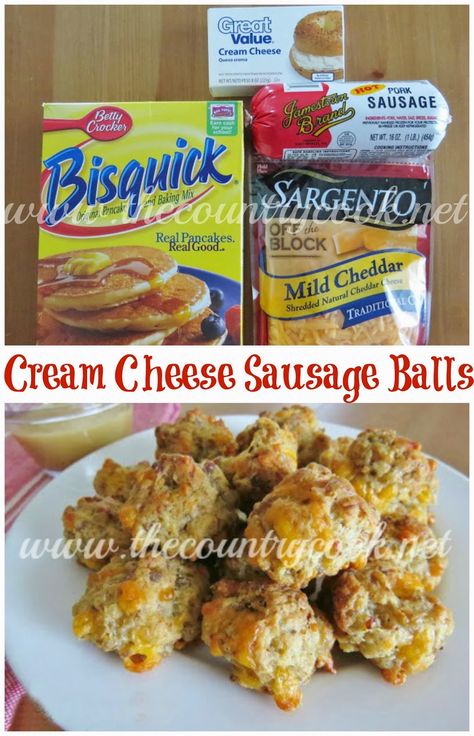 The Country Cook: Cream Cheese Sausage Balls Cheese Sausage Balls, Cream Cheese Sausage, Cream Cheese Sausage Balls, Bisquick Recipes, Sausage Balls, Country Cook, The Country Cook, Cheese Sausage, Bowl Food