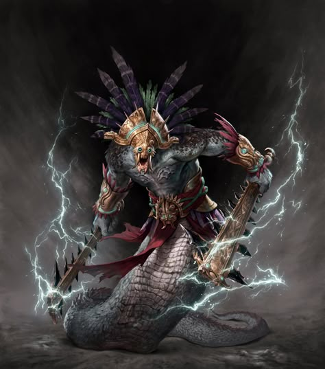 Yuan Ti, Aztec Warrior, Dungeons And Dragons Classes, Creature Artwork, Aztec Art, 다크 판타지, Monster Concept Art, Fantasy Images, Dungeons And Dragons Characters