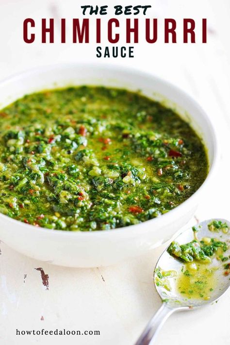 Basil Chimichurri Sauce, Best Chimichurri Sauce, Basil Chimichurri, Chimichurri Sauce Recipe, Chimichurri Sauce, Green Sauce, Steak Sauce, Grilled Steak, Roasted Veggies