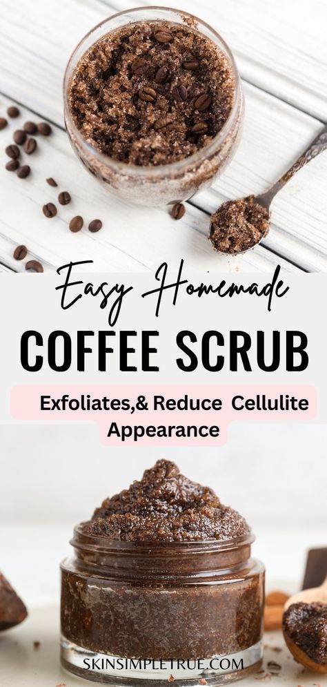 DIY Homemade Coffee Body Scrub Recipe Sugar Scrub Diy Easy, Coffee Body Scrub Recipe, Coffee Body Scrub Diy, Exfoliating Body Scrub Diy, Homemade Exfoliating Scrub, Sugar Body Scrub Diy, Coffee Scrub Recipe, Homemade Coffee Scrub, Body Scrub Homemade Recipes