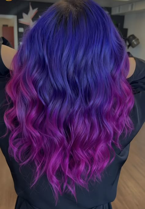 Blue Hair With Purple Tips, Dark Blue And Pink Hair, Blue To Purple Hair, Pink Blue And Purple Hair, Blue Purple Pink Hair, Deep Violet Hair, Jj Hair, Purple And Pink Hair, Purple Blue Hair