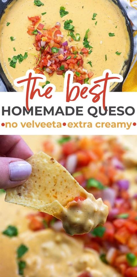 Homemade Queso Dip, Homemade Queso, Queso Dip Recipes, Queso Recipe, Queso Cheese, Creamy Dip, Queso Dip, Cheesy Recipes, Buffalo Chicken Dip