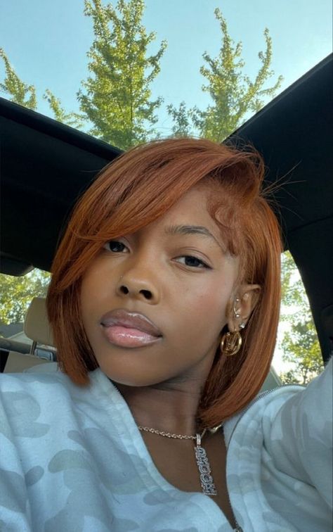 Ginger Hair With Blonde Highlights Bob, Copper Hair Styles Black Women, Shirt Bob Hairstyles For Black Women, Valentines Hairstyles Black Women Natural Hair, Classy Attire For Black Women, Dyed Permed Hair, Short Ginger Wig Black Women, Relaxed Dyed Hair, Ginger Bob Hair Black Women