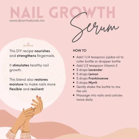 Best essential oils for nails + diy recipes including nail serum recipe, cuticle oil, and nail polish remover. Learn which essential oils can provide natural benefits for healthy nails and cuticles, plus carrier oils to use for healthy cuticles and how to use them. You'll love the nail serum recipe! Diy Nail Oil Recipe, How To Clean Up Cuticles, Nail Oil Recipes, How To Make Cuticle Oil, Diy Cuticle Oil Recipes, Essential Oils For Nails, Cuticle Oil Recipe, Cuticle Oil Benefits, Cuticle Oil Diy