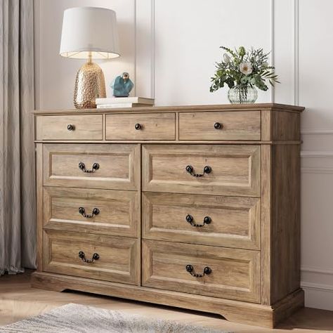 Wood Bedroom Dresser, Farmhouse Chest Of Drawers, Dresser For Closet, Dresser Farmhouse, Dressing Table Organisation, Farmhouse Dresser, Drawer Bedroom, Bedroom Organization Storage, Chest Of Drawer