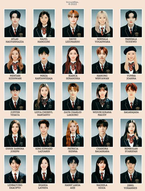 Private School Yearbook, Highschool In Jakarta Yearbook, Year Book Photo Ideas, Kpop Year Book, School Year Book Template, Book Year School Photoshoot, School Photo Album Ideas, Kpop School Concept, Aesthetic Yearbook Photos