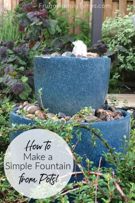 This garden water feature was a quick and easy DIY - it only took an afternoon! How to make a DIY bubble fountain for your backyard or deck. This style of fountain uses two or more pots - and has a relaxing bubbling sound and pretty waterfall effect down the sides. A lovely feature for any garden - even if you have a small budget! Fountains Backyard Diy, Simple Fountain, Bubble Fountain, Pretty Waterfall, Fountain Garden, Garden Water Feature, Diy Garden Fountains, Fountains Backyard, Diy Fountain