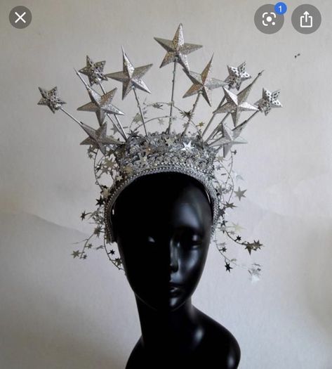 Star Headdress, Paper Headpiece, Star Headpiece, Star Tiara, Festival Headdress, Christmas Headpiece, Festival Crown, Starry Night Dress, Tiara Silver