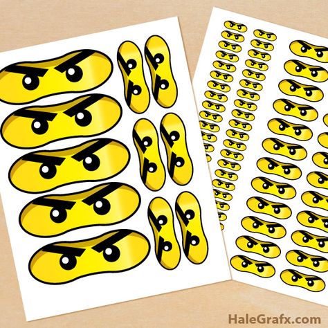 FREE Printable LEGO Ninjago Eyes Lego Ninjago Birthday Party, Lego Ninjago Party, Lego Ninjago Birthday, Ninja Birthday Party, Ninjago Birthday Party, Lego Party Ideas, Ninja Birthday Parties, Ninjago Birthday, Ninjago Party