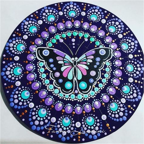 Mandela Rock Painting, Dot Painting Ideas, Sequin Art, Dot Mandala Art, Mandala Dotting, Painting Mandala, Butterfly Mandala, Mandala Painted Rocks, Mandala Dot Painting