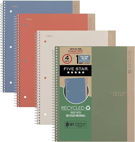 Five Star Notebook, Middle School Supplies, College Ruled Paper, College Notebook, Recycled Notebook, College Supplies, College School Supplies, Ruled Paper, Stationary School