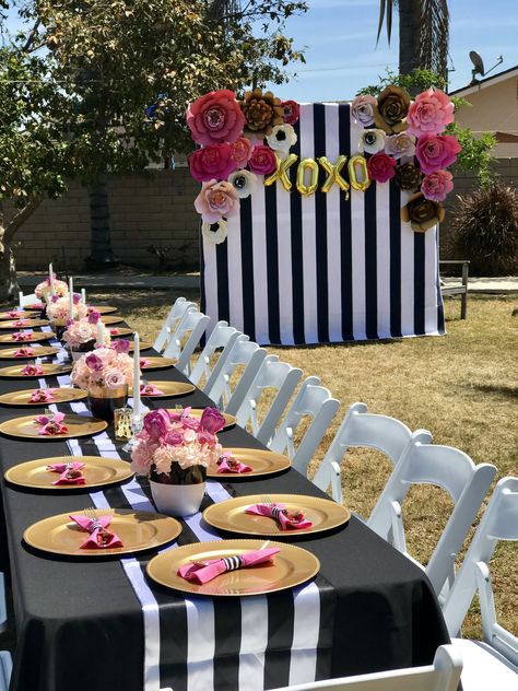 Kate Spade Themed Bridal Shower by PetalsByMichelle Brunch Party Decorations, Kate Spade Party, Kate Spade Bridal Shower, Kate Spade Bridal, Brunch Decor, Bridal Shower Flowers, Birthday Brunch, Table Set Up, 40th Birthday Parties