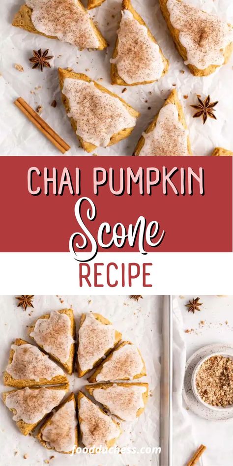 These incredible chai-spiced pumpkin scones are full of warm aromatic flavour, and are perfectly flaky in texture.Making these Chai Pumpkin Scones starts with using the right kind of flour. In this recipe I utilized both pastry flour and All-Purpose Flour. When making scones, or many different type of pastries, you want a flaky and tender final product. This is achieved with pastry flour, which has about 8-9% gluten content. Although less gluten provides a tender dough. Chai Scones, Fantasy Bakery, Making Scones, Pumpkin Scones Recipe, How To Make Scones, Types Of Pastry, Scones Recipe Easy, Scones Ingredients, Pumpkin Scones