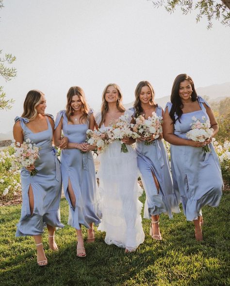 Mumu Weddings on Instagram: “Our best selling Claire Midi now comes in XXS-3X in our new Steel Blue Luxe Satin and Dusty Purple Luxe Satin✨ Shop it now on our website!…” Bridesmaid Dresses For Summer, Mismatched Bridesmaid Dresses Blue, Steel Blue Bridesmaid Dresses, Pastel Bridesmaids, Light Blue Bridesmaid Dresses, Light Blue Bridesmaid, Silk Bridesmaid Dresses, Summer Bridesmaids, Pastel Bridesmaid Dresses